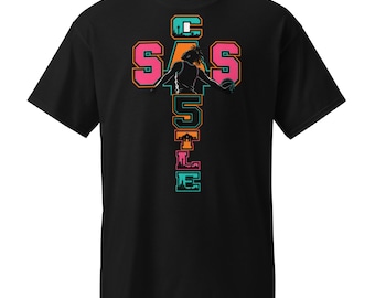 Fiesta SAS Castle Shirt, San Antonio Spurs Inspired Basketball Tee, Number 5 Hoops Design, Teal Pink Orange Game Day Shirt