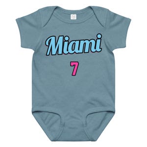 Custom Miami Baby Onesie, Personalized Baby Outfit, Vice Baby Bodysuit, Custom Name Baby Jersey, Basketball Baby Gift