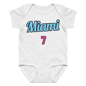 Custom Miami Baby Onesie, Personalized Baby Outfit, Vice Baby Bodysuit, Custom Name Baby Jersey, Basketball Baby Gift