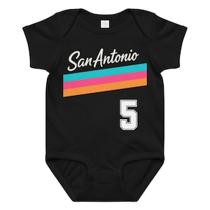 Custom San Antonio Baby Onesie, Personalized Spurs Baby Outfit, Fiesta Baby Bodysuit, Custom Name Number Baby Jersey, Basketball Baby Gift