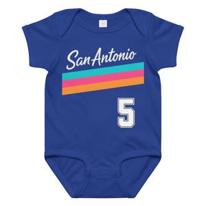 San Antonio Baby Onesie Fiesta Colors | Custom Name Jersey Onesie | Spurs Style Baby Outfit | Personalized Baby Gift | Castleito Back