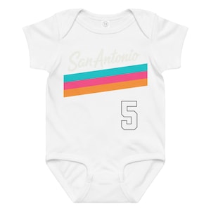 Custom San Antonio Baby Onesie, Personalized Spurs Baby Outfit, Fiesta Baby Bodysuit, Custom Name Number Baby Jersey, Basketball Baby Gift