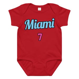 Custom Miami Baby Onesie, Personalized Baby Outfit, Vice Baby Bodysuit, Custom Name Baby Jersey, Basketball Baby Gift