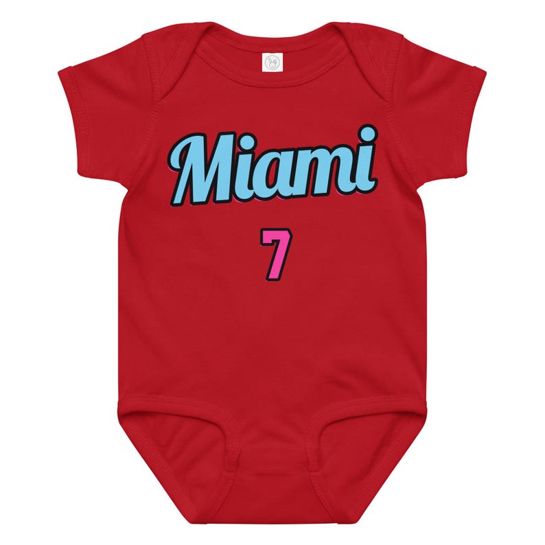 Custom Miami Baby Onesie, Personalized Baby Outfit, Vice Baby Bodysuit, Custom Name Baby Jersey, Basketball Baby Gift