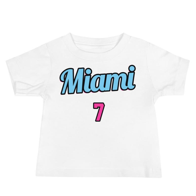 Miami Baby Jersey T-Shirt, BABYTOKOUNMPO Kids Tee, Vice Stripe Toddler Shirt, Basketball Kids Jersey