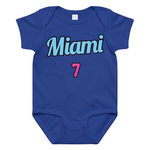 Custom Miami Baby Onesie, Personalized Baby Outfit, Vice Baby Bodysuit, Custom Name Baby Jersey, Basketball Baby Gift