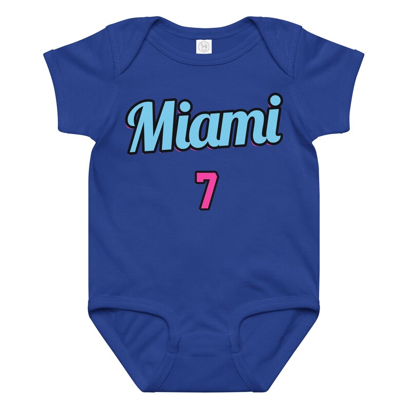 Custom Miami Baby Onesie, Personalized Baby Outfit, Vice Baby Bodysuit, Custom Name Baby Jersey, Basketball Baby Gift