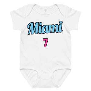 OH BABY, BABYTOKOUNMPO! Miami Baby Jersey Bodysuit, Vice Stripe, Basketball Fan Outfit