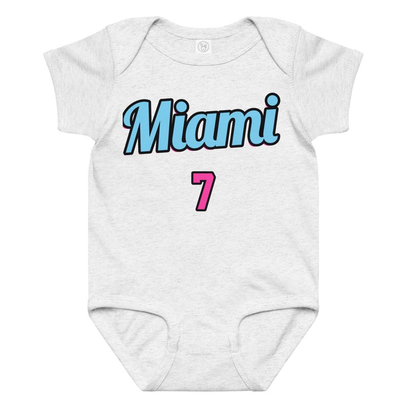 OH BABY, BABYTOKOUNMPO! Miami Baby Jersey Bodysuit, Vice Stripe, Basketball Fan Outfit