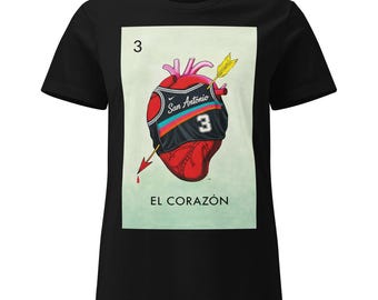 El Corazon Shirt Women | Heart Hustle Basketball Tee | Loteria Style Shirt | San Antonio Fan Shirt | Latina Streetwear