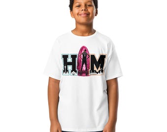 Youth San Antonio Basketball HIM Shirt, Kids Alien Portal Graphic Tee, Black White Fiesta Outline Shirt