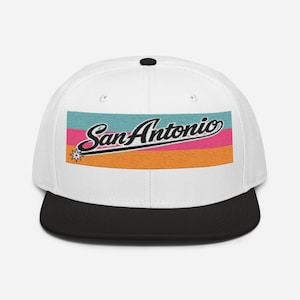 Gorra de Texas con visera plana y diseño de San Antonio, colores de fiesta
