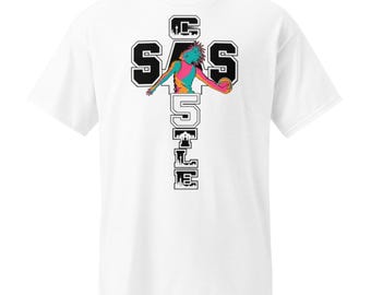 Fiesta Player SAS Castle Shirt, San Antonio Spurs Inspired Basketball Tee, Colorful Number 5 Hoops Design, Game Day Fan Shirt