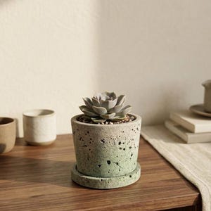 Handcrafted Foamed Ceramic Mini Planter, Gradient Lava Rock Texture Succulent Pot