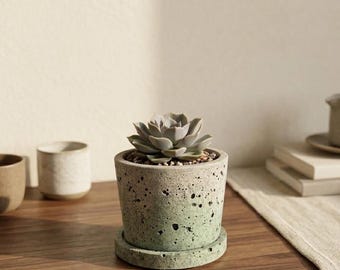 Handcrafted Foamed Ceramic Mini Planter, Gradient Lava Rock Texture Succulent Pot