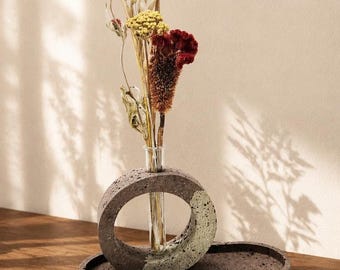 Vaso artesanal de cerâmica espumada, vaso para flores, suporte para difusor, decoração minimalista para casa.