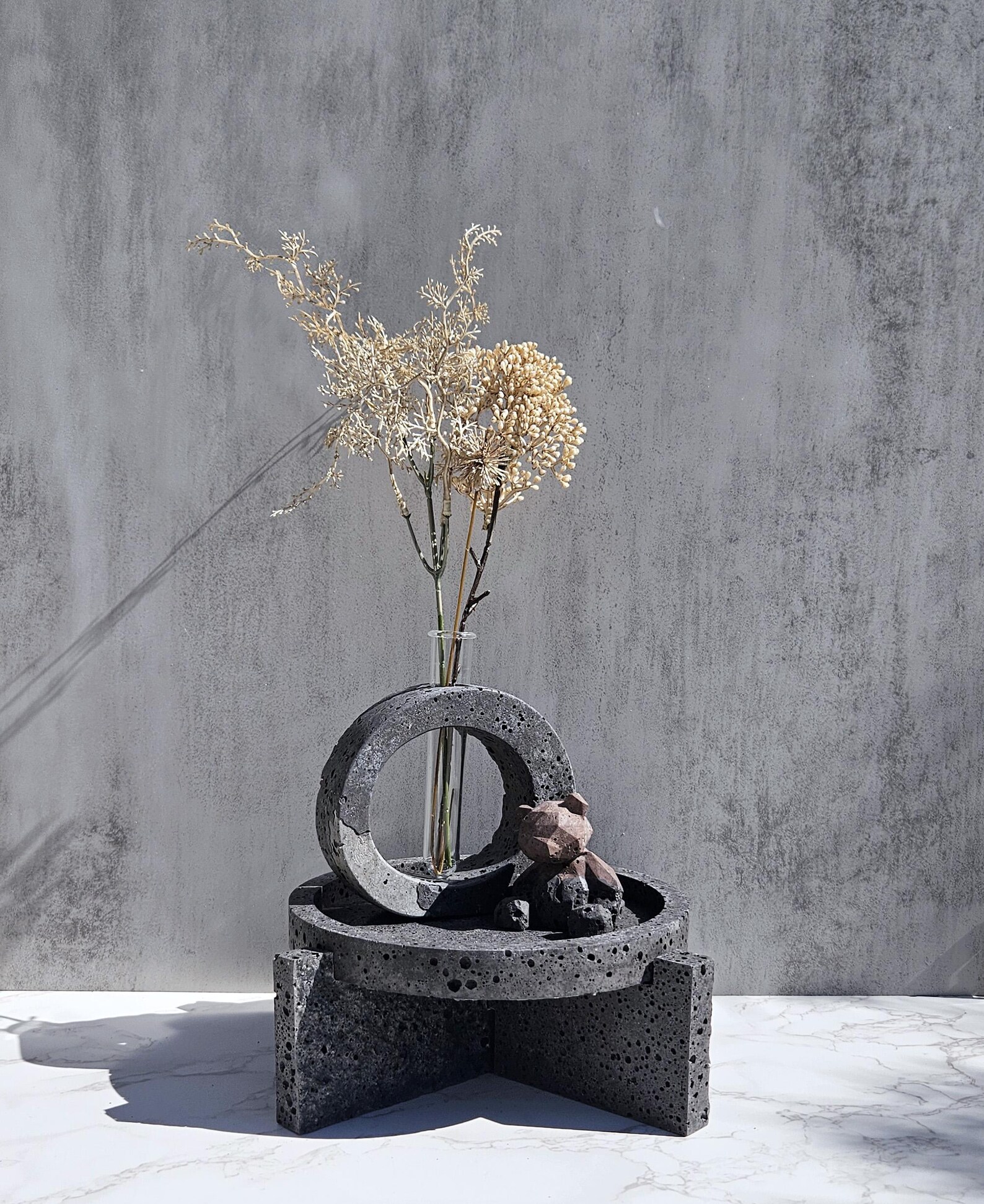 Handmade Volcanic Stone Look Plant Riser, Architectural Ceramic ...
