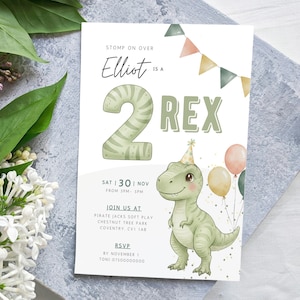 2-Rex Dinosaur Birthday Invite |  2nd Birthday |  Editable Template