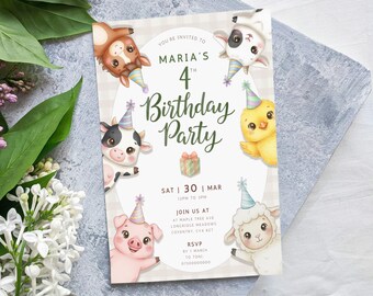 Farm Birthday Invitation | Barnyard Animals Printable Invite