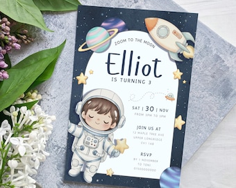 Space Birthday Invitation | Astronaut Party Invite | Editable Template For Any Age