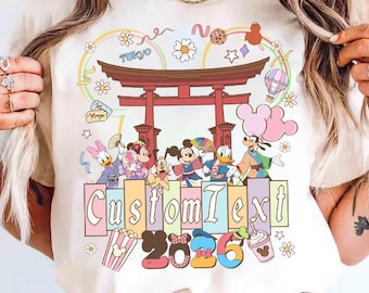 Disneyland Tokyo Mickey and Friends Custom T-Shirt, Personalized Disney Japan Family Vacation Shirt, DisneySea Matching Shirt, WDW Trip Tee