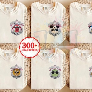 Disney Princess Security-logotyp T-shirt med alla karaktärer, Musse Donald Mushu-tröja, Disneyland-familjematchningtröja, Disney-tröja för pappa och dotter