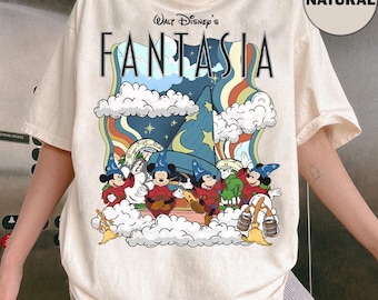 Vintage Walt Disney’s Fantasia Mickey Mouse Shirt, Mickey Sorcerer Tee, Disney Mickey Wizard and Brooms Tee, WDW Family Matching Trip Shirt