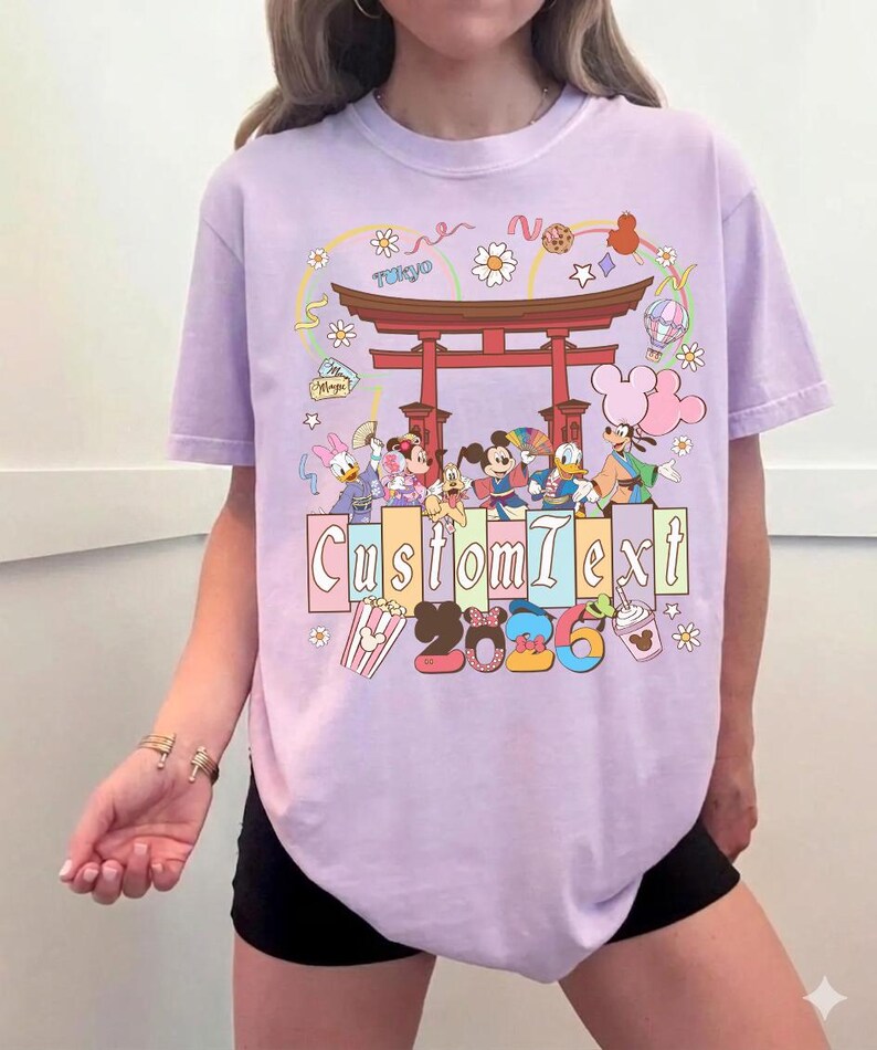 Disneyland Tokyo Musse och vänner personlig t-shirt, personlig Disney Japan familjesemestertröja, DisneySea matchande t-shirt, WDW Trip-tröja bild 3