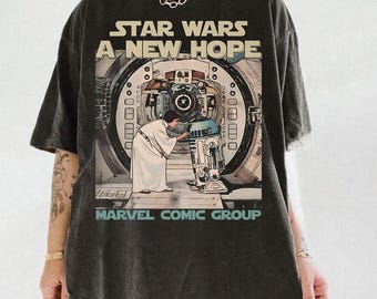 Vintage Star Wars A New Hope Shirt, Disney Princess Leia Comfort Color Shirt, Princess Leia Organa and R2-D2 Shirt, Star Wars Galaxy's Edge