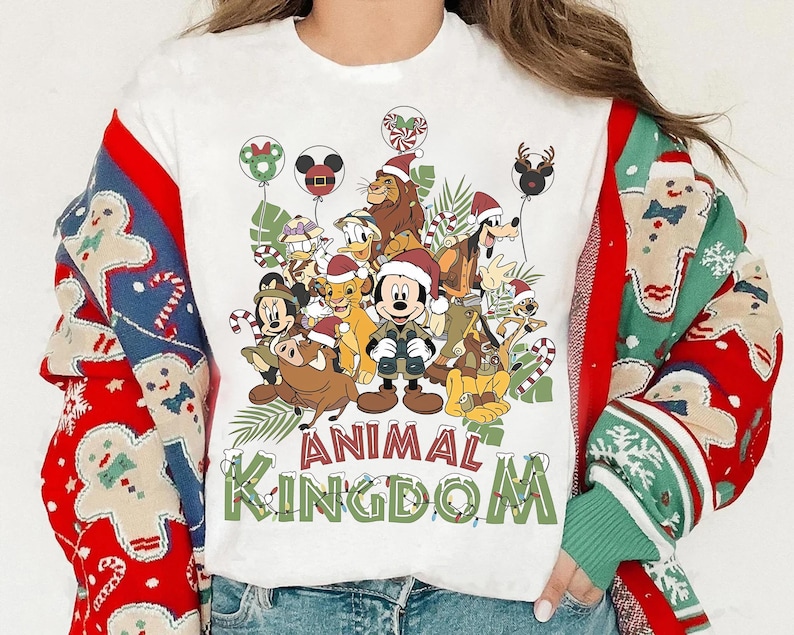 Disney Micky und Freunde Animal Kingdom Weihnachtshelles Shirt, Der Löwenkönig Hakuna Matata Weihnachtst-stück, Disney Safari-Modus Walt Disney World Trip Bild 3