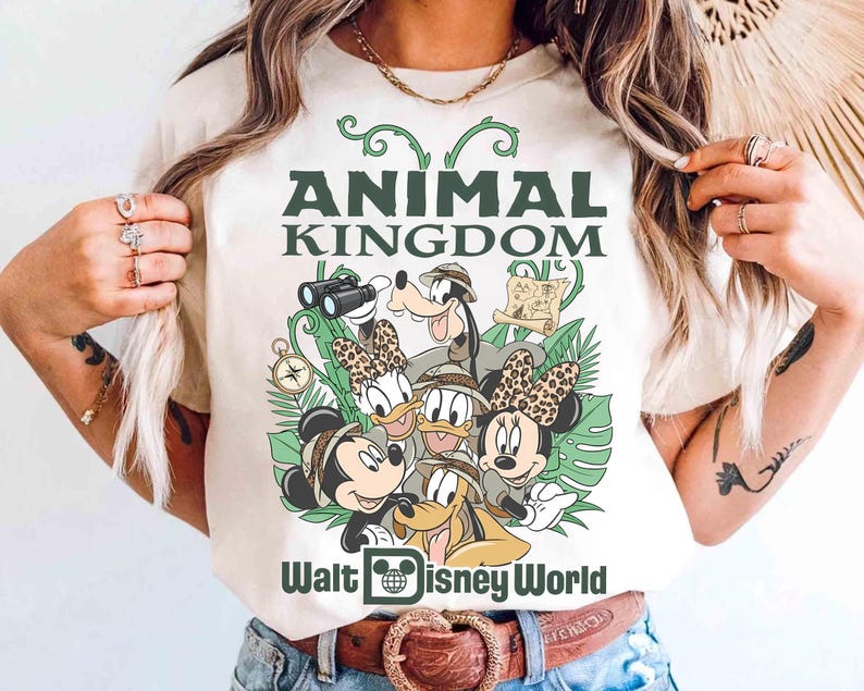 Retro Walt Disney World Animal Kingdom Shirt, Safari Mickey and Friends Tee, Vintage Disney Park Adventure Graphic, Wildlife Expedition Tee image 1