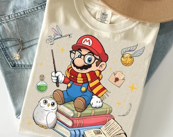 Camiseta retro de Super Mario, camiseta épica de Universal Studios, camiseta de bruja disfrazada de Mario, viaje familiar a Nintendo World, regalos de cumpleaños de Mario