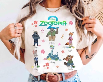 Disney Todos los personajes Zootopia 2 Películas Nick Wilde Judy Hopps Gary De'Snake Gazelle Chief Camiseta Bogo Camiseta Magic Kingdom Disneyland