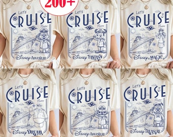 Camiseta personalizada de Disney Cruise Line con todos los personajes, Mickey y sus amigos, Stitch Princess Cruise, camiseta Disney Wish Dream Fantasy, camiseta Cruise