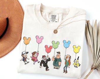 Disney Gravity Falls Ballons Mystery Shack Dipper & Mabel T-Shirt, Disney Channel Gravity Falls Shirt, Disneyland Familie Passendes Shirt