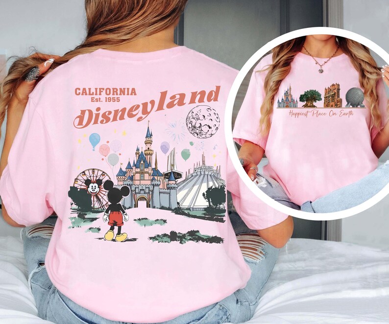2 sided Happiest Place on Earth Comfort Color T-Shirt, Disneyland Mickey Mouse Tee, Disneyland Trip 2026 Tee, Walt Disney World Shirt image 5