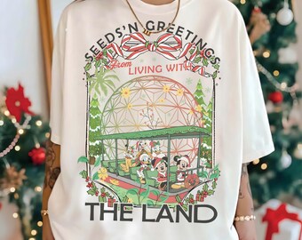 Retro Micky und Freunde Leben mit dem Land Weihnachtshemd, Seeds'n Greetings Holiday, Disney Epcot Weihnachtshemd, Disneyland Weihnachten