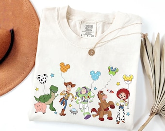 Camiseta con globos de Toy Story 5 de Disney Pixar, camiseta de Toy Story de Disney World, camiseta familiar de Toy Story Disney, camiseta con personajes de películas, camiseta de Disney