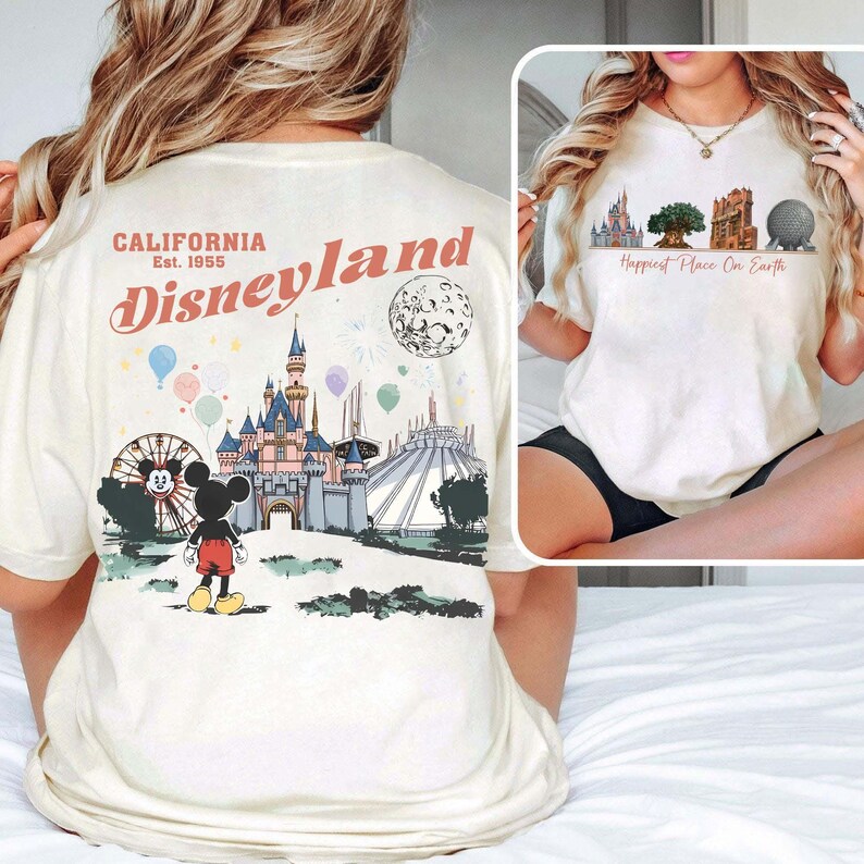 2 sided Happiest Place on Earth Comfort Color T-Shirt, Disneyland Mickey Mouse Tee, Disneyland Trip 2026 Tee, Walt Disney World Shirt image 2