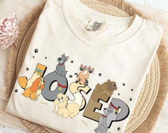 Anpassad namn Lady och Lufsen T-shirt, Disney Jock Peg pålitlig Dachsie hund, Disney hundskjorta Disneyland matchande t-shirt, Disney World-resa