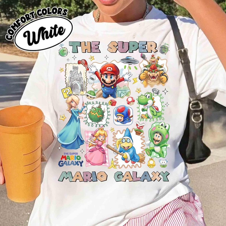 Vintage The Super Mario Galaxy Movie Comfort Colors Shirt, Mario Luigi Toad Shirt, Epic Universe Universal Studio Shirt, Nintendo World Trip image 4