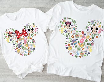 Camiseta de Pascua de Disney Mickey y sus amigos de 2 caras, camiseta de Disney Mickey y Minnie con conejito de Pascua, camiseta de Disney Bunny, camiseta a juego de Disneyland