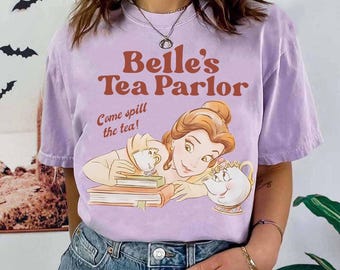 Camiseta de la Princesa Bella de Disney: "Derrama el té", camiseta de la Princesa Chip Potts de La Bella y la Bestia de Disney, camiseta de la Princesa Castillo de Disneyland
