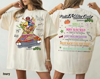 T-shirt graphique montagnes russes Rock'n Roller des Muppets Disney recto-verso, t-shirt The Electric Mayhem, équipe Disney Aerosmith Ride, chemises de la famille Disneyland