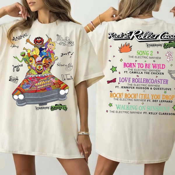 2-sided Disney Muppets Rock'n Roller Coaster Graphic T-shirt, The Electric Mayhem Tee, Disney Coaster Ride Team, Disneyland Family Shirts