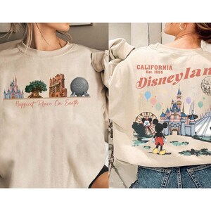 2 sided Happiest Place on Earth Comfort Color T-Shirt, Disneyland Mickey Mouse Tee, Disneyland Trip 2026 Tee, Walt Disney World Shirt image 3