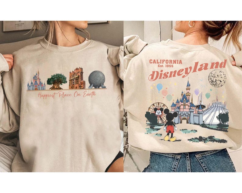 2 sided Happiest Place on Earth Comfort Color T-Shirt, Disneyland Mickey Mouse Tee, Disneyland Trip 2026 Tee, Walt Disney World Shirt image 3