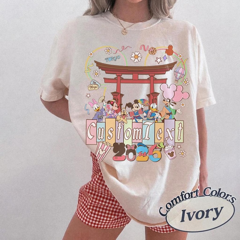 Disneyland Tokyo Musse och vänner personlig t-shirt, personlig Disney Japan familjesemestertröja, DisneySea matchande t-shirt, WDW Trip-tröja bild 2