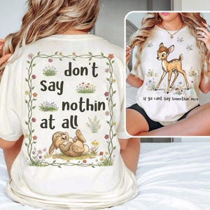 2-Sided Disney Bambi Movie Flower T-shirt, Funny Thumper Bambi Characters Tee, Magic Kingdom Tee, WDW Disneyland Family Vacation Trip Gifts