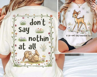 2-seitiger Disney Bambi-Filmblumen-T-Shirt, lustiges Klopfer Bambi-Charakter-T-Stück, magisches Königreich-T-Stück, BTW Disneyland-Familienurlaubs-Reise-Geschenke